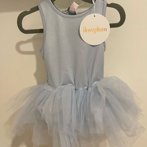 ‘I love plum’ light blue shimmer tutu 6-12m